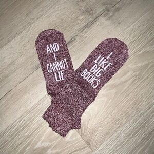 NEW purple and white socks I like big Books and cannot lie